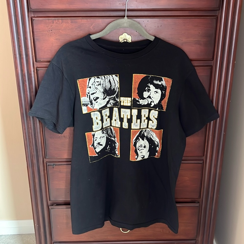The Beatles Short Sleeve Black Cotton Tee Shirt